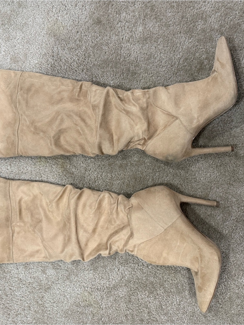 Jessica Simpson Women’s Taupe Knee-High Suede Stiletto Boots